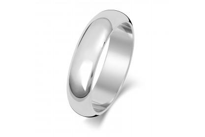 9ct White Gold D Shape 5mm Heavyweight Band